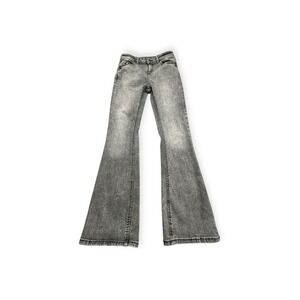 Thereabouts Flare Jeans Girls 14 Grey Mid-Rise Flare Acid Wash Stretch Denim